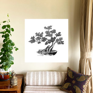 Bonsai - Chinese Style - black and white Metal Print