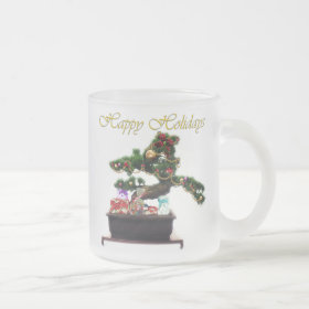 Bonsai Christmas Tree Frosted Glass Coffee Mug