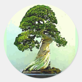 Bonsai Cypress Tree Classic Round Sticker