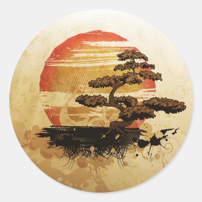 Bonsai in the Sun Classic Round Sticker (Front)