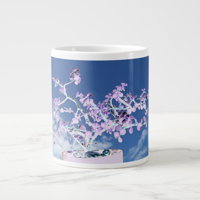 Bonsai inverted purple white against sky portulaca giant coffee mug (Front)