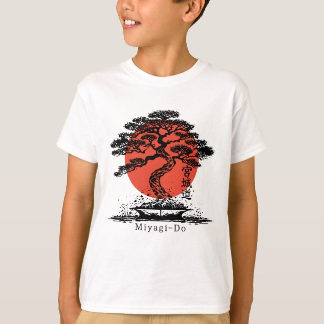 Bonsai Japanese Kanji Miyagi Do Personalized T-Shirt (Front)
