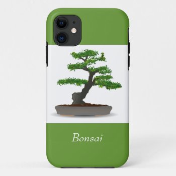 Bonsai Japanese Miniature Tree With Leaf Dots Iphone 11 Case by alleyshirts at Zazzle