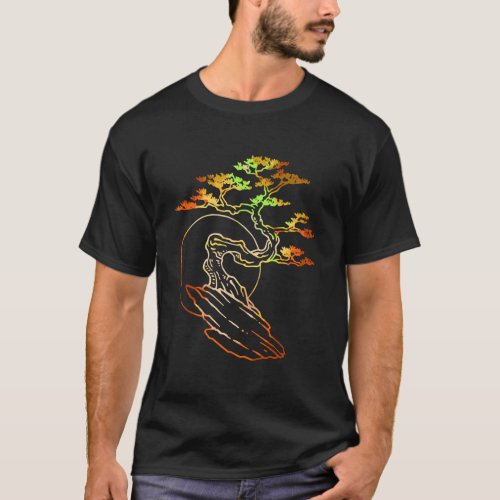 Bonsai Japanese Trees Zen Buddhist Sunset T_Shirt