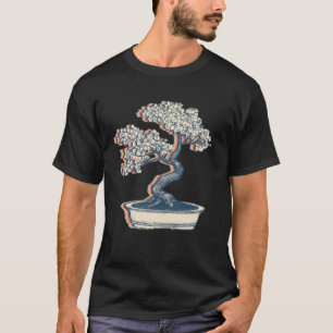 Bonsai Japanese Zen Plant Retro Line Art T-Shirt