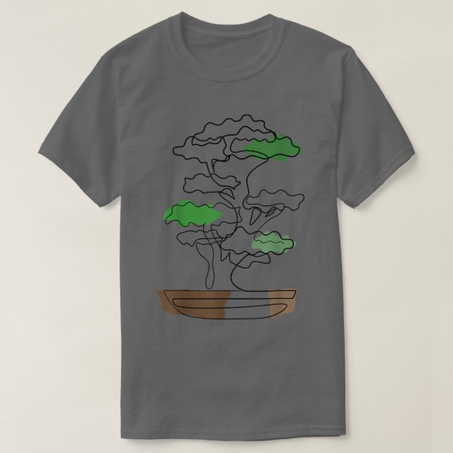 Bonsai Motif Hand Drawn Tree Zen Line Art Drawing  T-Shirt (Design Front)