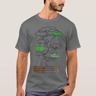 Bonsai Motif Hand Drawn Tree Zen Line Art Drawing  T-Shirt