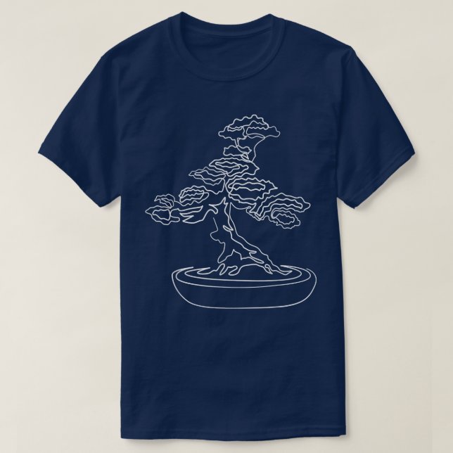 Bonsai Motif Hand Drawn Tree Zen Line Art Drawing  T-Shirt (Design Front)