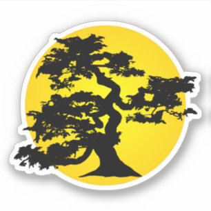 Bonsai Sihouette Sun Sticker