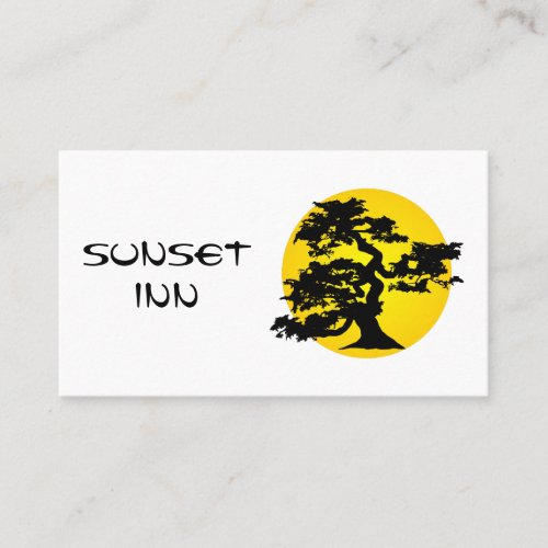 Bonsai Silhouette Sun Business Card