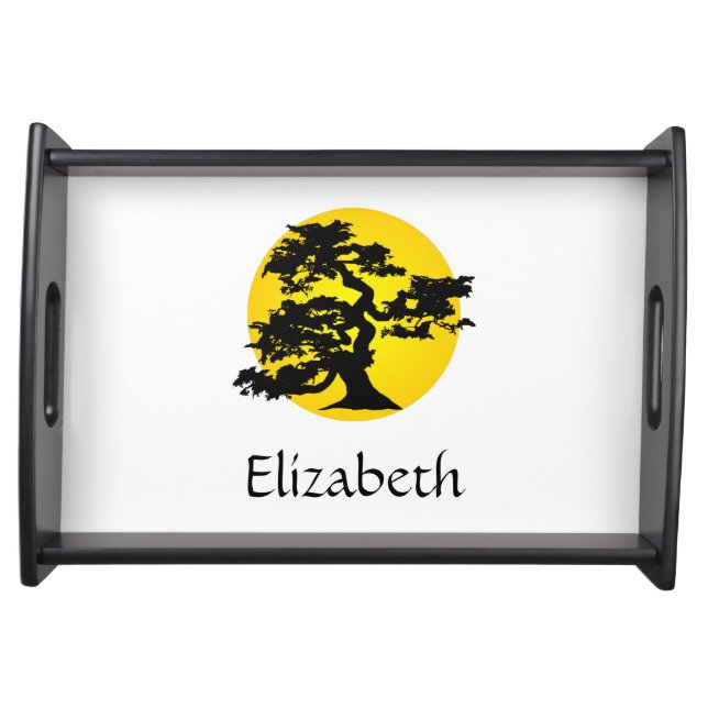 Bonsai Silhouette Sun Personalized Serving Tray (Front)