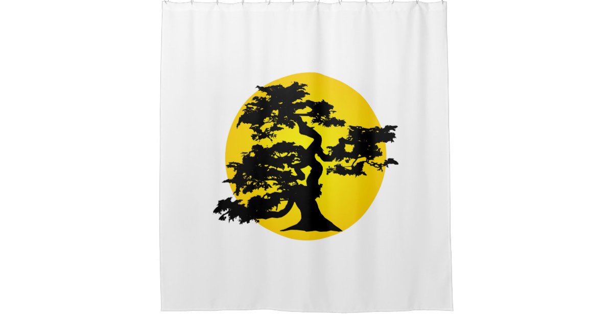 Bonsai Silhouette Sun Shower Curtain Zazzle Com Bonsai Silhouette Sun Shower Curtain, Sun Shower Curtain