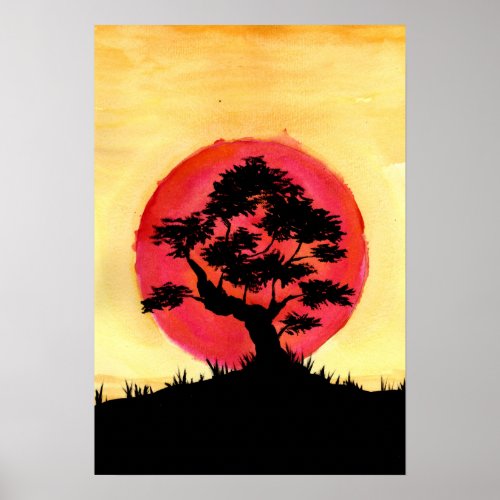 Bonsai Sunset Poster