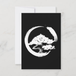 bonsai tree calligraphy circle japanese garden thank you card