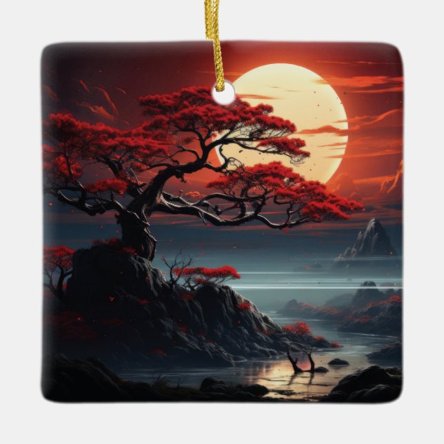 Bonsai Tree  Ceramic Ornament (Front)