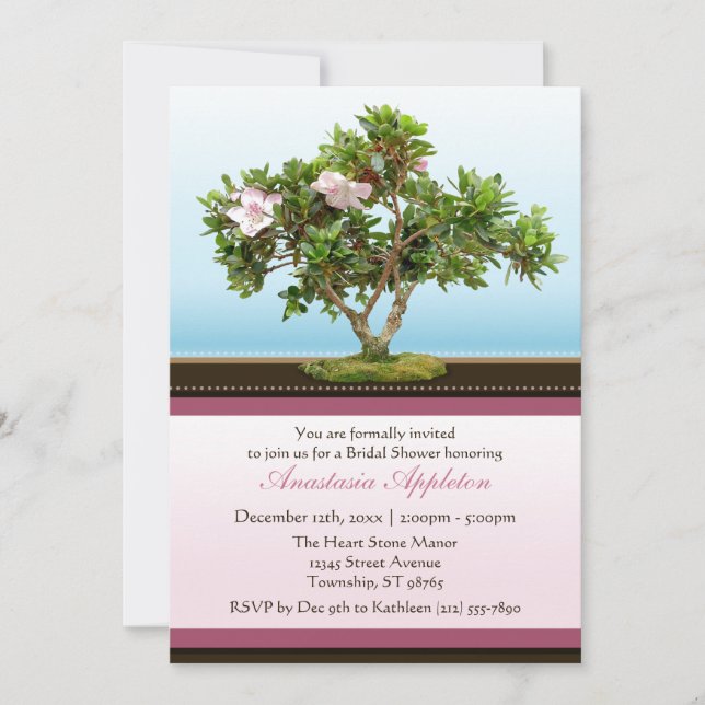 Bonsai Tree Flowers Bridal Shower Invitations (Front)