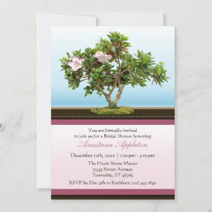 Bonsai Tree Flowers Bridal Shower Invitations