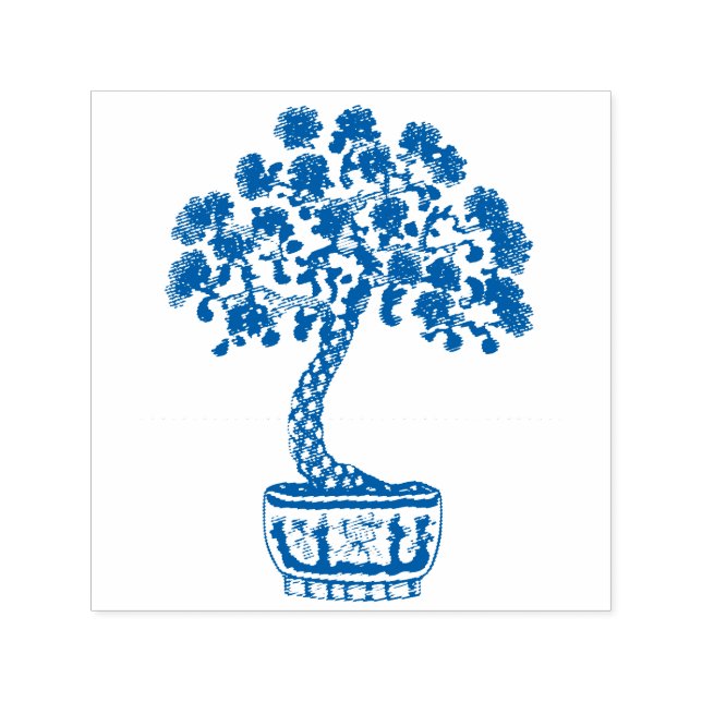 Bonsai Tree in  a Chinese Porcelain Planter Self-inking Stamp (Design)