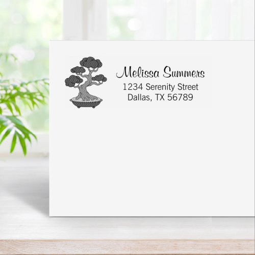 Bonsai Tree in a Tray Address Etched Rubber Stamp