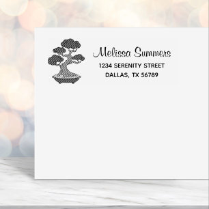 Bonsai Tree in a Tray Address, Etched Self-inking Stamp