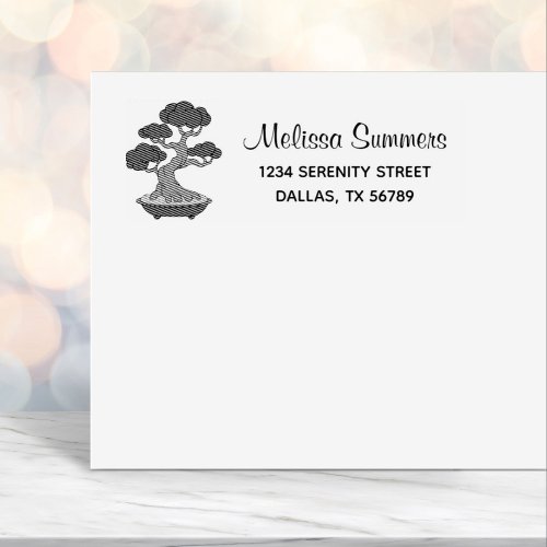 Bonsai Tree in a Tray Address Etched Self_inking Stamp