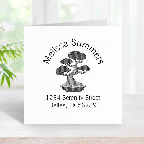 Bonsai Tree in a Tray Arch Address Etched Rubber Stamp