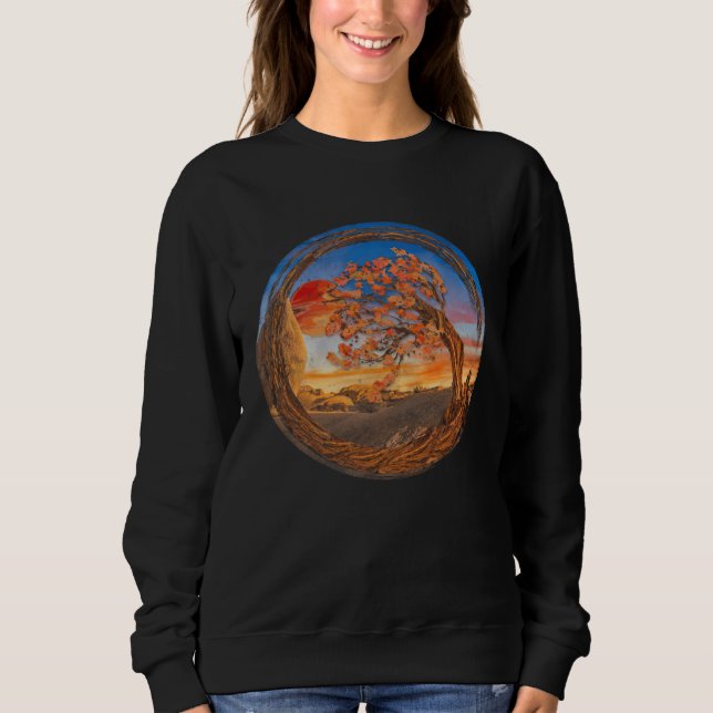 Bonsai Tree In Japanese Zen Buddhist Enso Circle S Sweatshirt (Front)