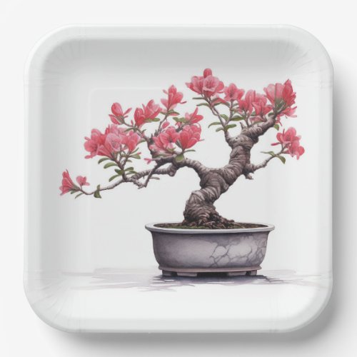 Bonsai Tree In Pot  Paper Plates