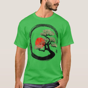 Bonsai Tree Japanese Calligraphy Zen Bonsai Vintag T-Shirt