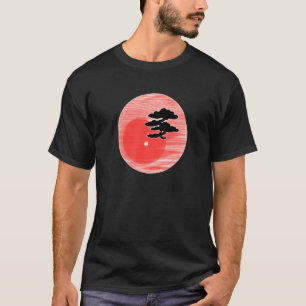 Bonsai Tree Japanese Calligraphy Zen Gardens Aesth T-Shirt