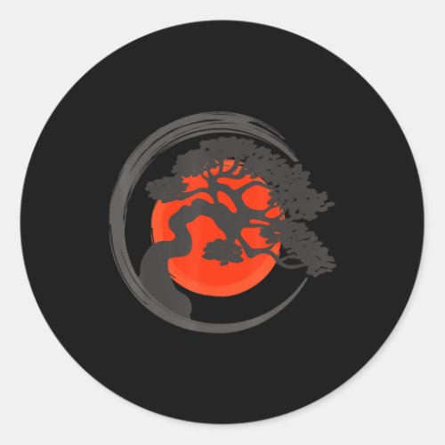 bonsai tree japanese enso calligraphy circle classic round sticker