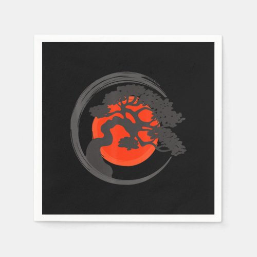 bonsai tree japanese enso calligraphy circle napkins