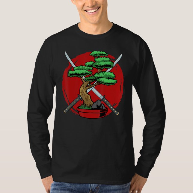 Bonsai Tree Japanese Gardening Bonsai Tree Katana  T-Shirt (Front)