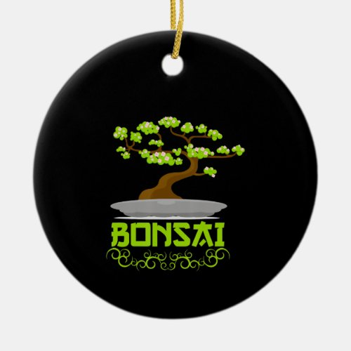 Bonsai Tree Japanese Kanji Ceramic Ornament