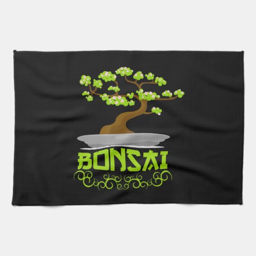 Bonsai Tree Japanese Kanji Kitchen Towel