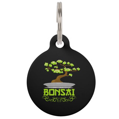 Bonsai Tree Japanese Kanji Pet ID Tag
