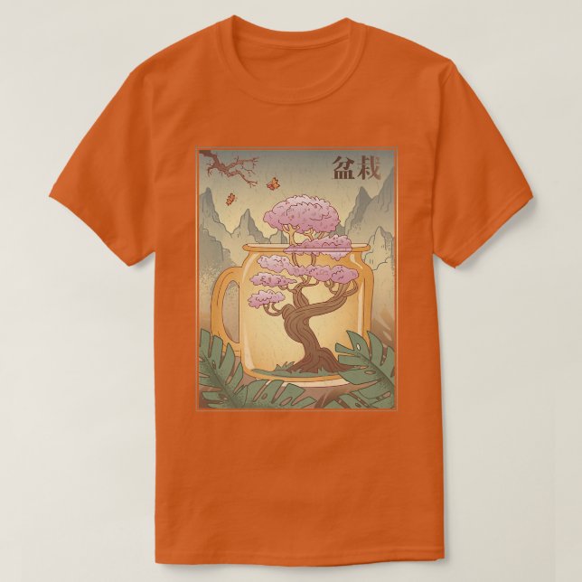 Bonsai Tree Japanese Sakura Cherry Blossom Tree Ae T-Shirt (Design Front)