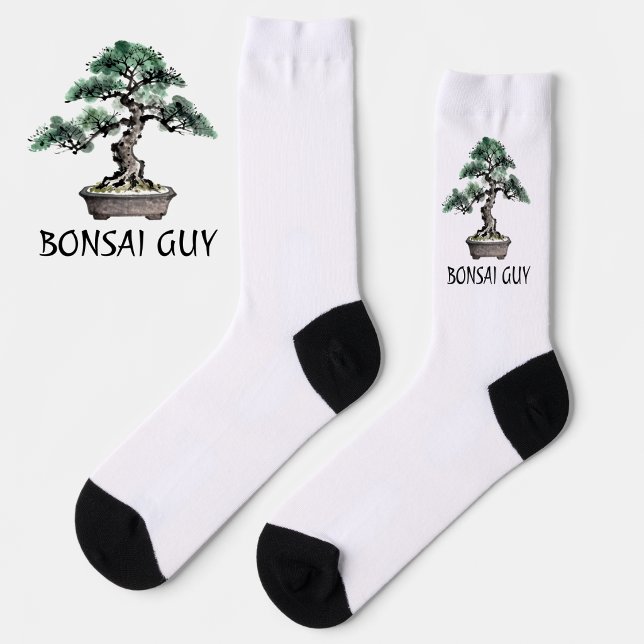 Bonsai Tree Japanese Sumi-E Ink Art Personalized Socks (Creator Uploaded)