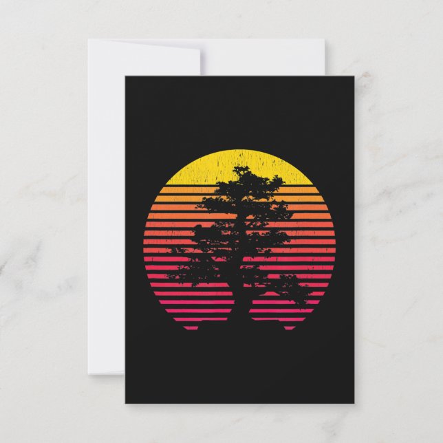 Bonsai Tree Japanese Zen Buddhist Tree  Sunset Thank You Card (Front)