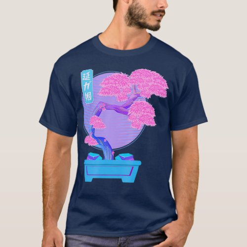 Bonsai Tree Outrun Vaporwave Synthwave T_Shirt