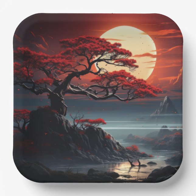 Bonsai Tree  Paper Plates (Front)
