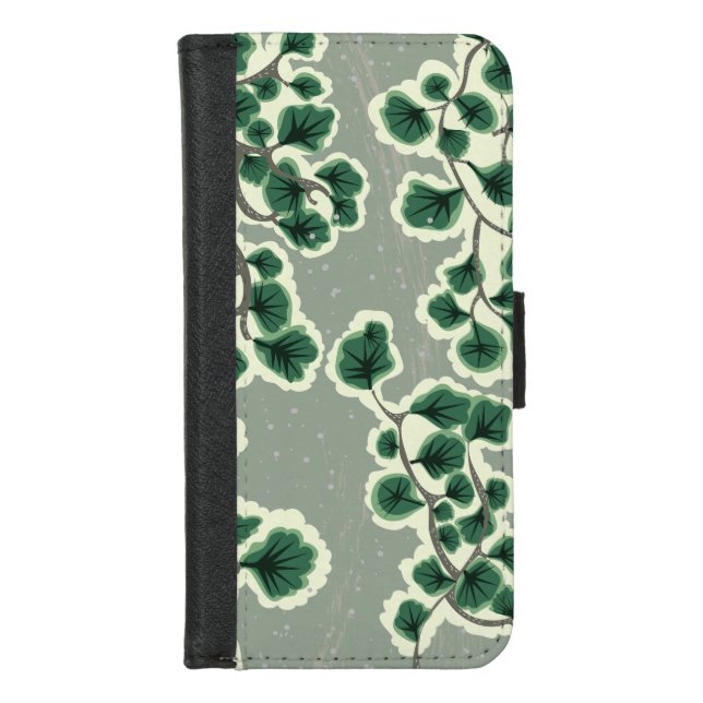 Bonsai Tree Pattern iPhone Wallet Case (Front)