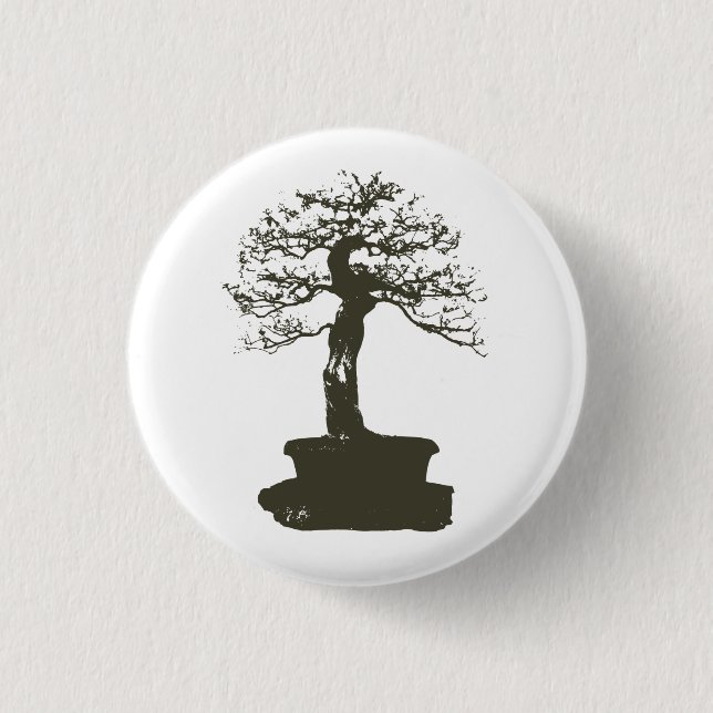 bonsai tree pinback button (Front)