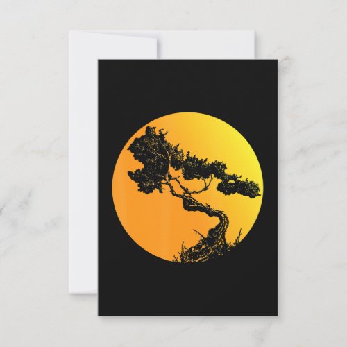 Bonsai Tree Print Japanese Buddhist Trees Sunset Thank You Card