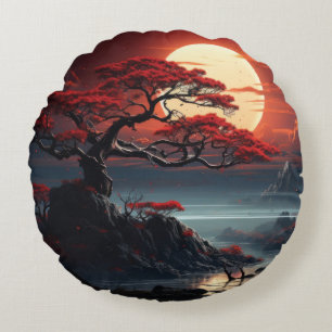Bonsai Tree  Round Pillow