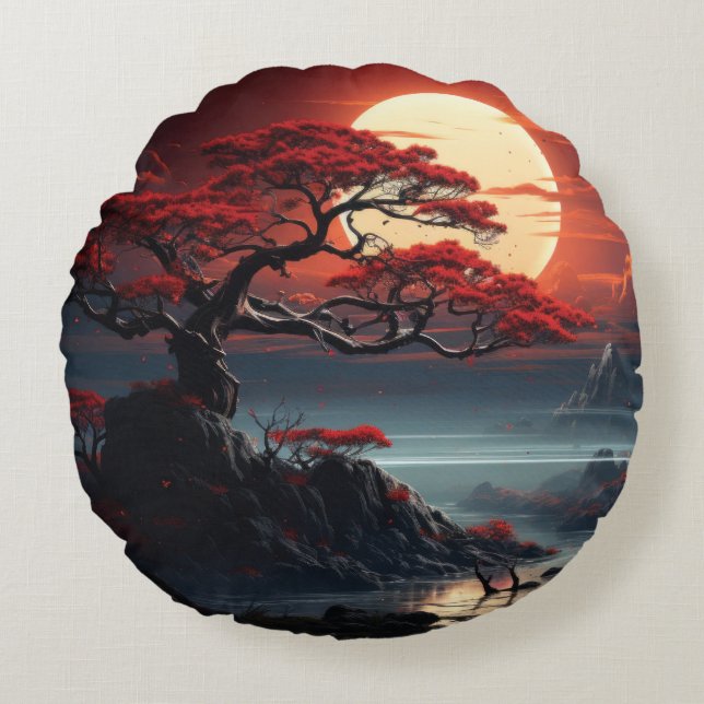 Bonsai Tree  Round Pillow (Front)