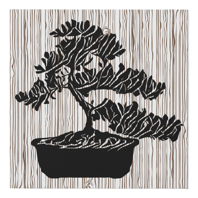 Bonsai Tree Silhouette Abstract Original Art Faux Canvas Print | Zazzle