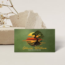 Bonsai Tree Sunset over sea Business Card