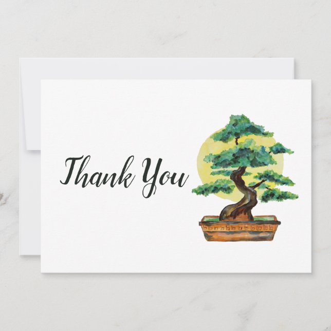 Bonsai Tree Sunshine Thank You Card (Front)