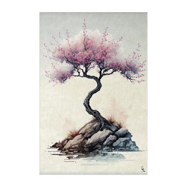 Bonsai tree watercolor series, Vol 1 Acrylic Print (Front)